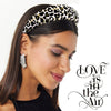Women's Handmade Leopard Print Beaded Flannel Headband With Sponge Padding Fashion Hair Accessory