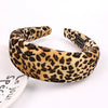 Women's Handmade Leopard Print Beaded Flannel Headband With Sponge Padding Fashion Hair Accessory