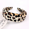 Women's Handmade Leopard Print Beaded Flannel Headband With Sponge Padding Fashion Hair Accessory