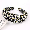 Women's Handmade Leopard Print Beaded Flannel Headband With Sponge Padding Fashion Hair Accessory