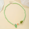 Women's Handmade Liuli Beaded Necklace With Ocean Element Animal Zodiac Geometric Pattern