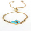 Women's Handmade Metal Zircon Geometric Cross Bracelet