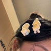 Women's Handmade Mixed Materials Heart Shaped Cute Kitten Eating Fish Cartoon Hairpin Duckbill Clip Bangs Clip