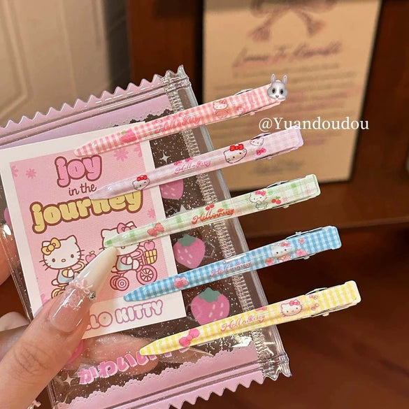 Women's Handmade Mixed Materials Heart Shaped Kitty Cartoon Hairpin