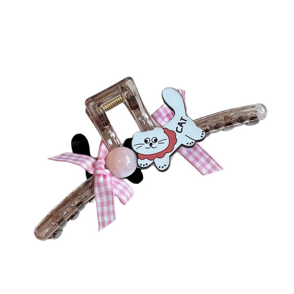 Women's Handmade Mixed Materials Kitten Shark Hair Clip
