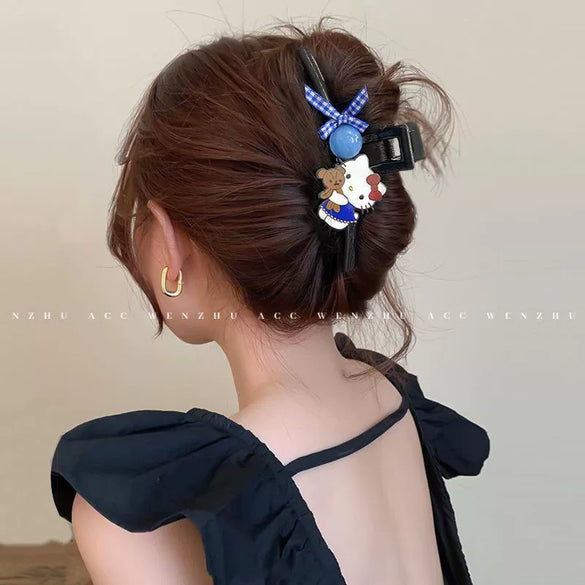 Women's Handmade Mixed Materials Kitten Shark Hair Clip