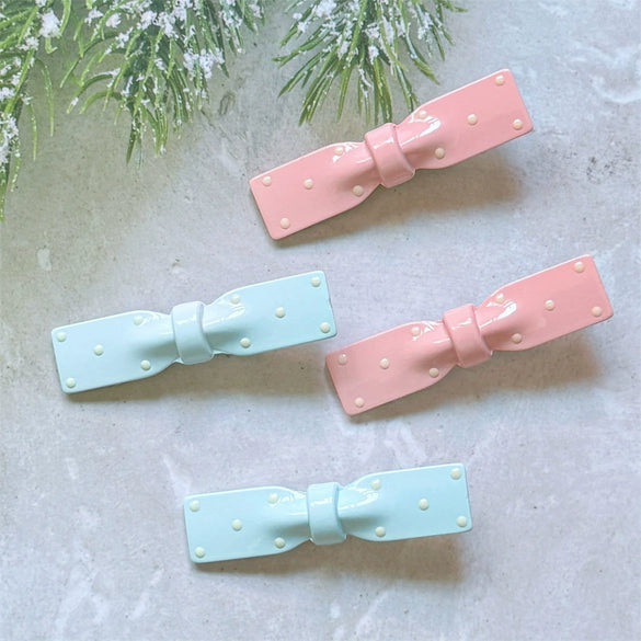 Women's Handmade Mixed Materials Polka Dot Duckbill Bow Headwear Hair Clip