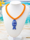 Women's Handmade Multilayer Beaded Necklace With Geometric Fish Pendant Plastic And Resin Jewelry For Vacation Style