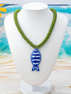 Women's Handmade Multilayer Beaded Necklace With Geometric Fish Pendant Plastic And Resin Jewelry For Vacation Style