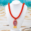 Women's Handmade Multilayer Beaded Necklace With Geometric Fish Pendant Plastic And Resin Jewelry For Vacation Style