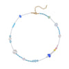 Women's Handmade Mushroom Style Beaded Necklace With Rice Beads Colored Glaze And Stainless Steel