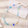 Women's Handmade Mushroom Style Beaded Necklace With Rice Beads Colored Glaze And Stainless Steel