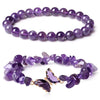 Women's Handmade Natural Agate Stone Gravel Butterfly Bracelet Set Geometric Animal Style Office Lady Jewelry