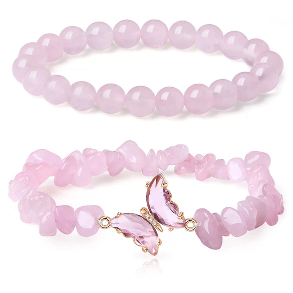 Women's Handmade Natural Agate Stone Gravel Butterfly Bracelet Set Geometric Animal Style Office Lady Jewelry