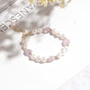 Women's Handmade Natural Freshwater Pearl And Green Dongling Stone Bracelet