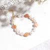 Women's Handmade Natural Freshwater Pearl And Green Dongling Stone Bracelet