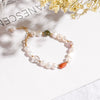 Women's Handmade Natural Freshwater Pearl And Green Dongling Stone Bracelet