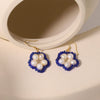 Women's Handmade Natural Freshwater Pearl 925 Silver Needle Geometric Five Petal Flower Stud Earrings
