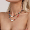 Women's Handmade Natural Stone And Freshwater Pearl Geometric Pattern Baroque Necklace With Electroplating
