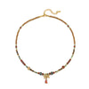 Women's Handmade Natural Stone Beaded Necklace With Copper And Stainless Steel Bow Pendant