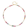 Women's Handmade Natural Stone Rice Beads Shell Stainless Steel Geometric Stacked Beaded Clavicle Necklace