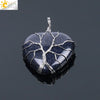 Women's Handmade Natural Stone Tree Of Life Pendant Necklace With Copper Wire Winding Minimalist Electroplated Jewelry
