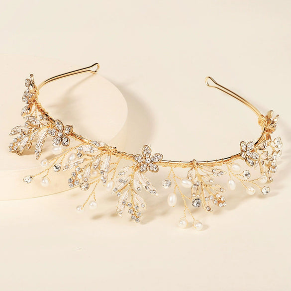 Women's Handmade Pearl Crown Style Hair Accessories For Wedding