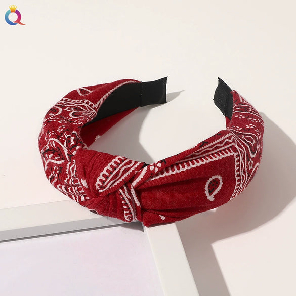 Women's Handmade Plaid Fabric Headband With Oversized Bow Wide Hairband Accessory