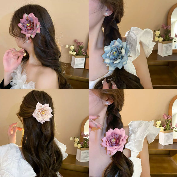 Women's Handmade Plant Flowers Side Clip Brooch Hairpin Hair Accessory