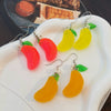 Women's Handmade Plastic Resin Fruit Style Dripping Oil Simulation Food Summer Fruit Earrings