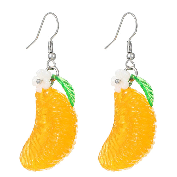 Women's Handmade Plastic Resin Fruit Style Dripping Oil Simulation Food Summer Fruit Earrings