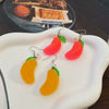 Women's Handmade Plastic Resin Fruit Style Dripping Oil Simulation Food Summer Fruit Earrings