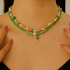 Women's Handmade Plastic Resin Glass Geometric Beaded Necklace