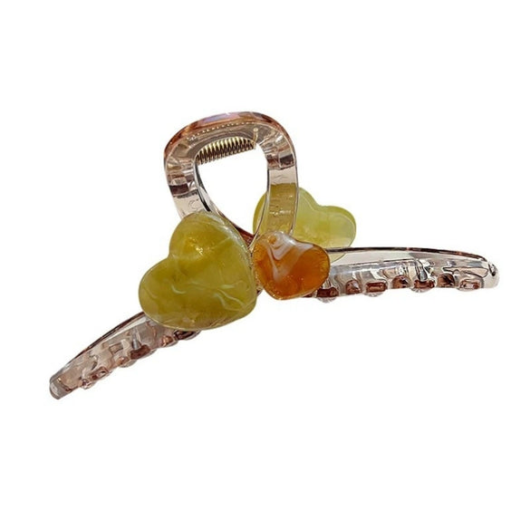 Women's Handmade Plastic Resin Love Style Oversized Jelly Color Hair Shark Clip Headwear
