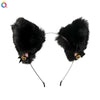 Women's Handmade Plush Cat Ear Headband With Bell And Bow Cute Animal Lolita Hair Accessory