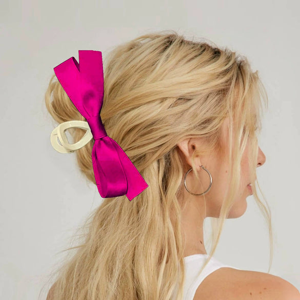 Women's Handmade Polyester Fiber Bow Hair Clips Grip Style Hair Accessories