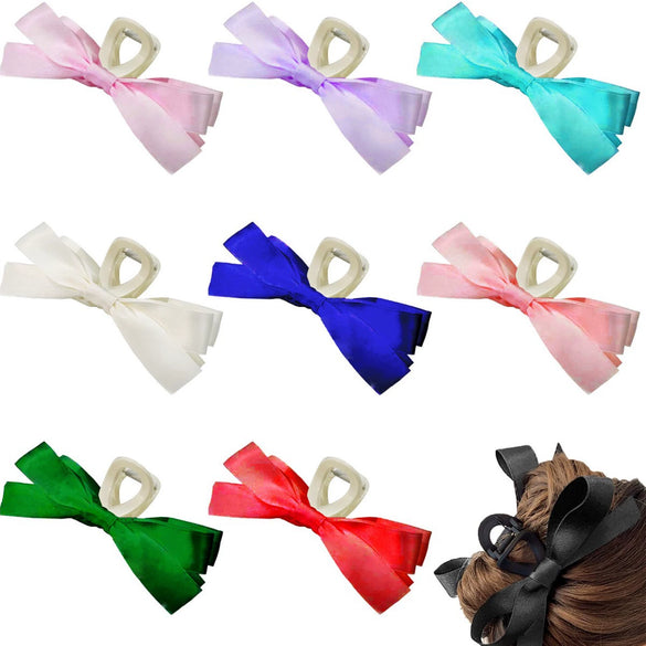 Women's Handmade Polyester Fiber Bow Hair Clips Grip Style Hair Accessories