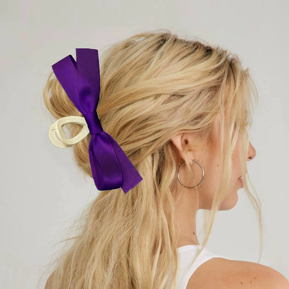 Women's Handmade Polyester Fiber Bow Hair Clips Grip Style Hair Accessories