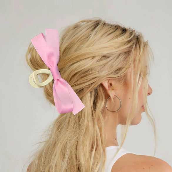 Women's Handmade Polyester Fiber Bow Hair Clips Grip Style Hair Accessories