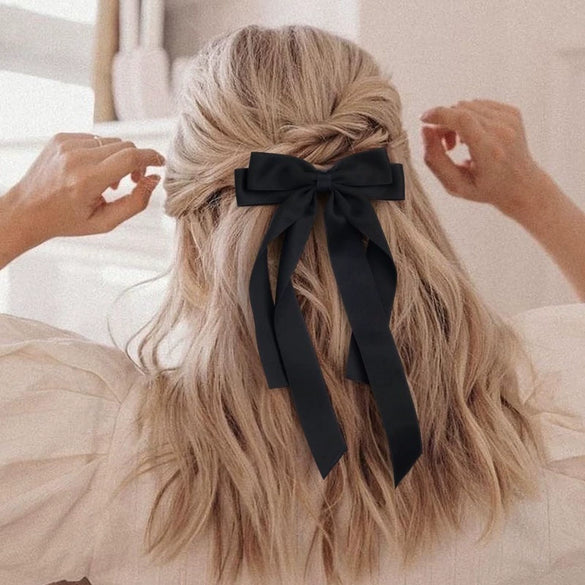 Women's Handmade Polyester Fiber Double Bow Duckbill Hair Clip Accessories