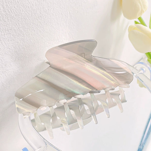 Women's Handmade Pvc Hair Grab Clip Light Luxury Style Phantom Stripe Shark Clip