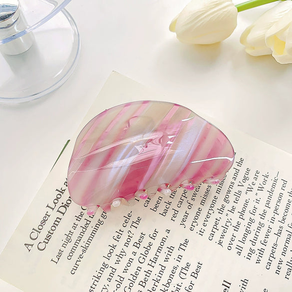 Women's Handmade Pvc Hair Grab Clip Light Luxury Style Phantom Stripe Shark Clip