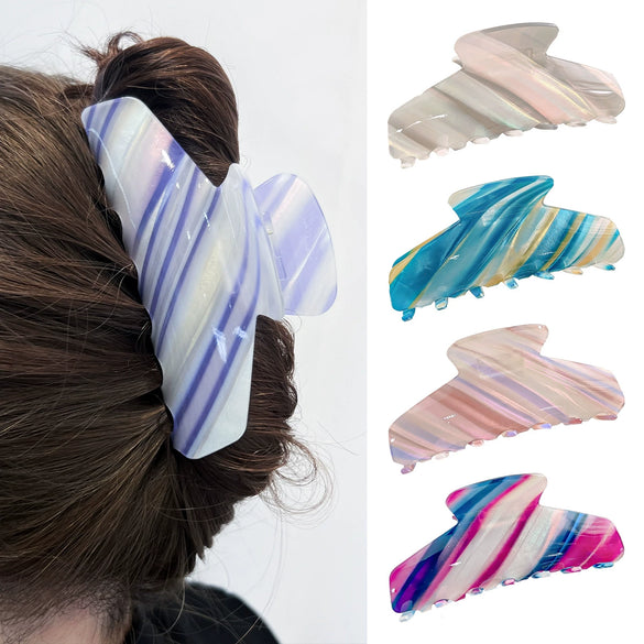 Women's Handmade Pvc Hair Grab Clip Light Luxury Style Phantom Stripe Shark Clip