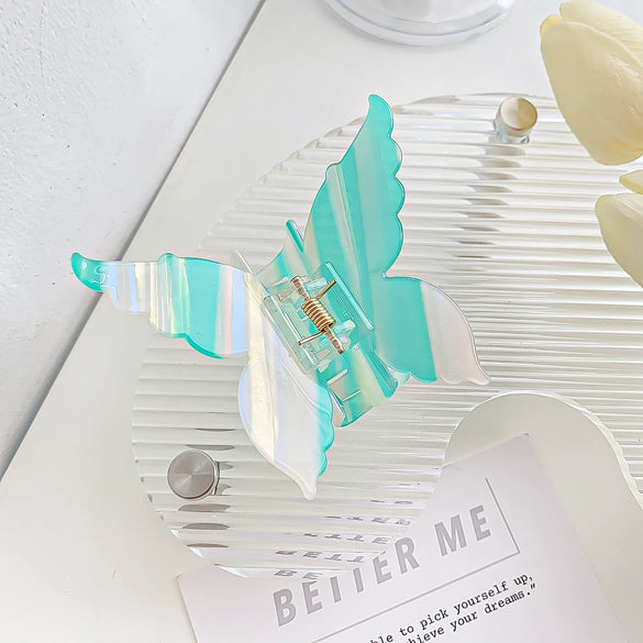 Women's Handmade Pvc Hair Grab Clip Light Luxury Style Phantom Stripe Shark Clip