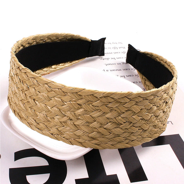 Women's Handmade Raffia Headband Hair Accessory With Wide Knotted Design And Simple Style
