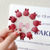 Women's Handmade Red Velvet Love Grip Hair Clip Small Grab Style Plastic Resin Side Hairpin Headwear