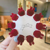 Women's Handmade Red Velvet Love Grip Hair Clip Small Grab Style Plastic Resin Side Hairpin Headwear