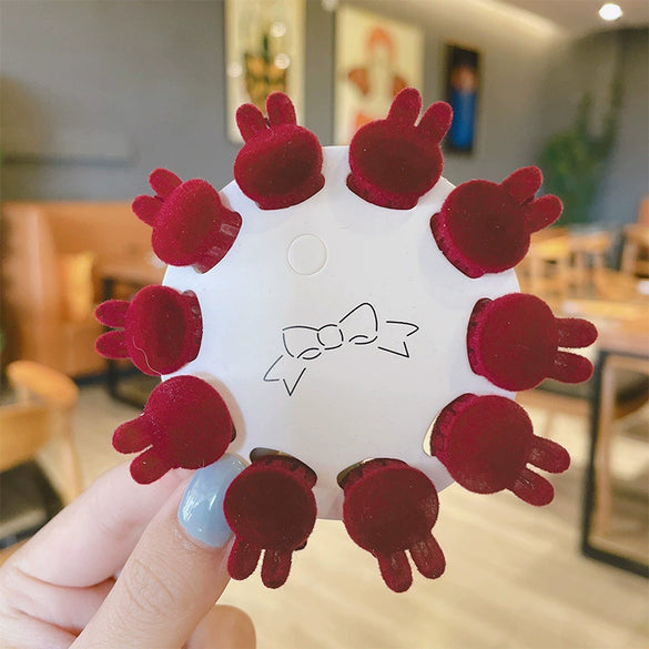 Women's Handmade Red Velvet Love Grip Hair Clip Small Grab Style Plastic Resin Side Hairpin Headwear