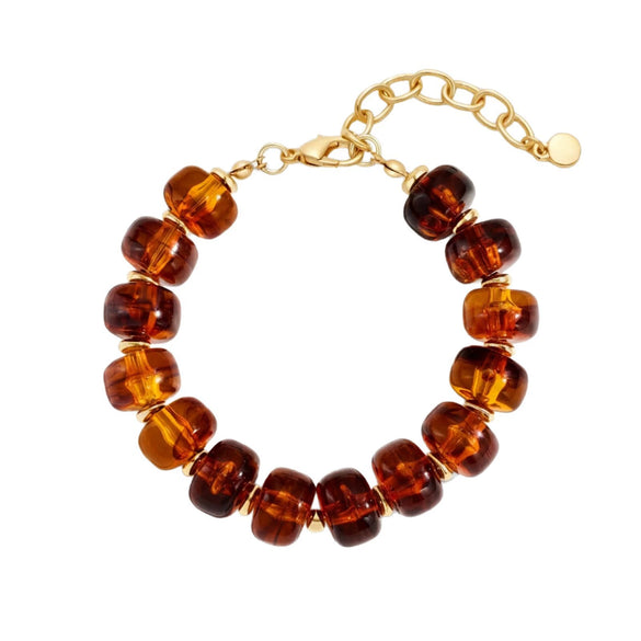 Women's Handmade Resin Beaded Bracelet With Geometric Design And Button Detail Adjustable Fashion Jewelry