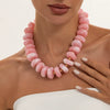 Women's Handmade Resin Beaded Necklace With Irregular Geometric Beads And Lobster Clasp Minimalist Stylish Jewelry